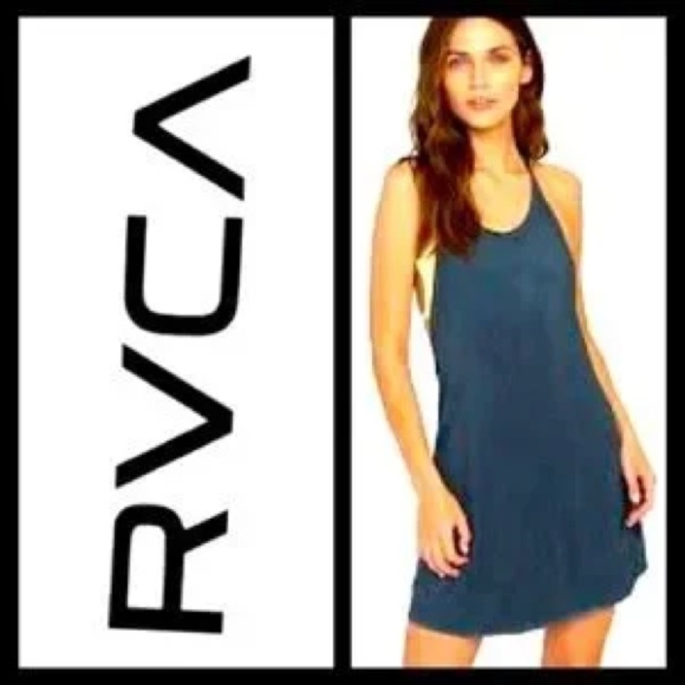 RVCA Women’s Backside Mini Dress Cover-Up – Size Medium – Blue 🌊💙